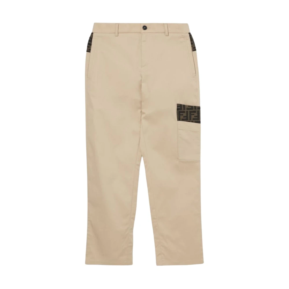 Fendi Unisex Beige Elastic Waist Pants