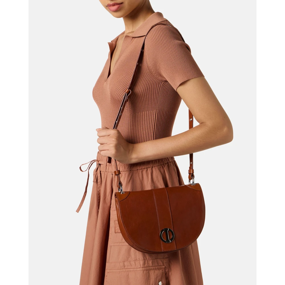 Iceberg Koeienhuid leren tas met bovenhandvat in coccio kleur Brown Dames