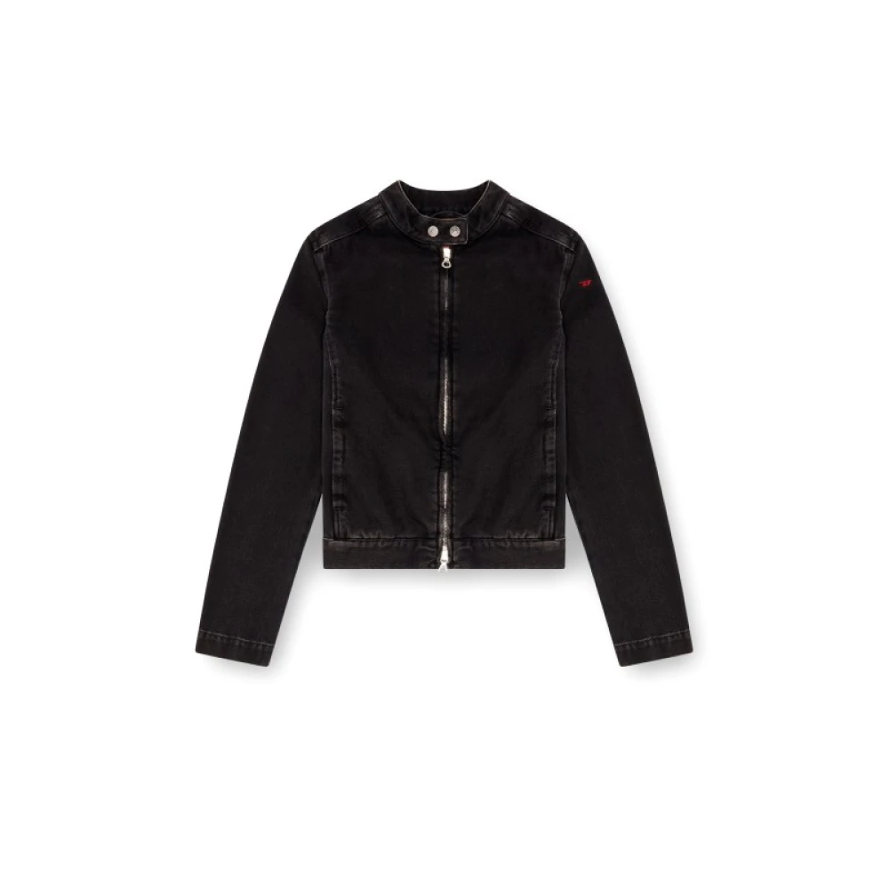 Diesel Zwarte Denim Stretch Katoenen Jas Black Dames