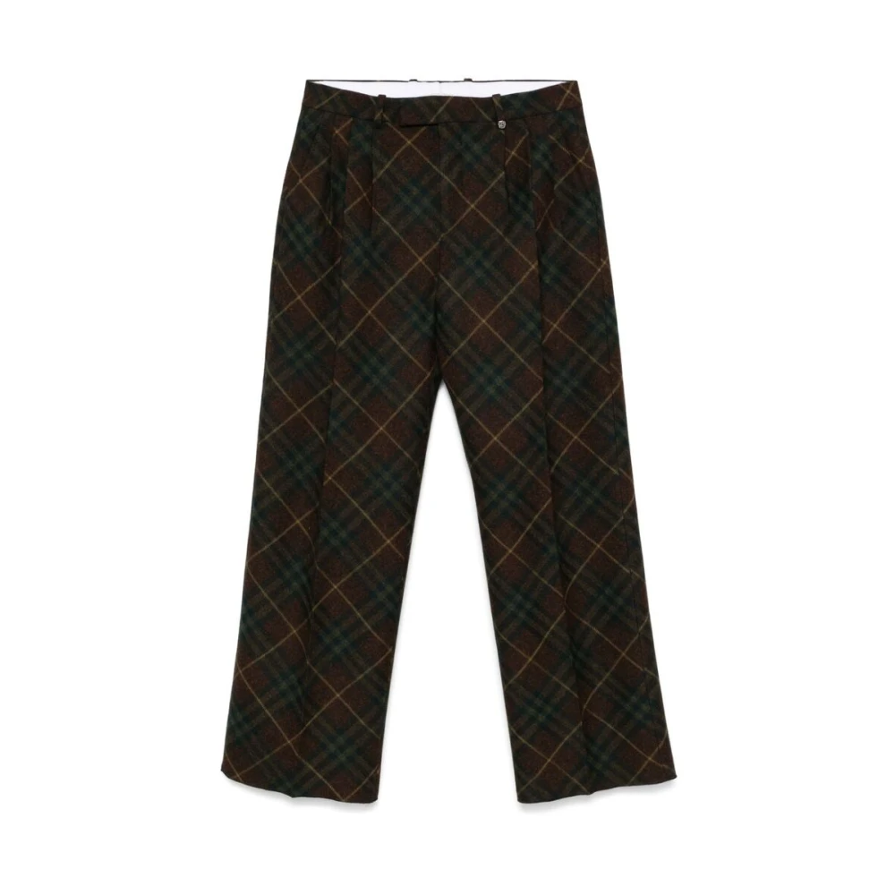 Burberry Bruine Geruite Wollen Broek Multicolor Heren