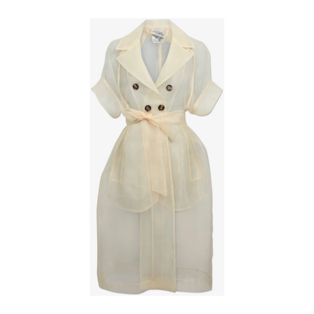 BAUM UND PFERDGARTEN Chiffon Wrap Jurk Korte Mouw Knoop Yellow Dames