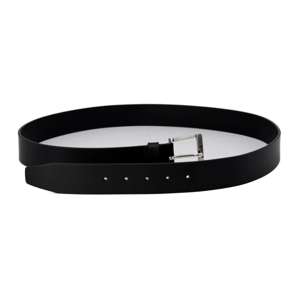Hugo Boss Zwarte leren riem met gespsluiting Black Heren