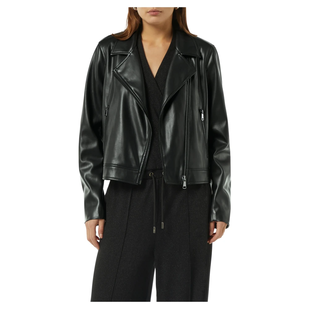 comma Klassieke Faux Leren Bikerjas Black Dames