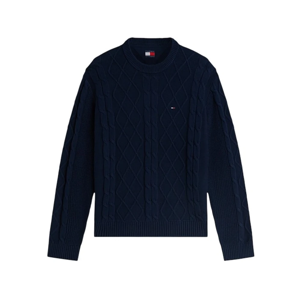 Maglione Tommy Hilfiger Jeans uomo blu scuro in maglia intrecciata - Immagine 3
