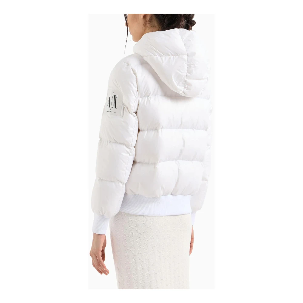 Armani Exchange Gewatteerde witte jas met capuchon White Dames