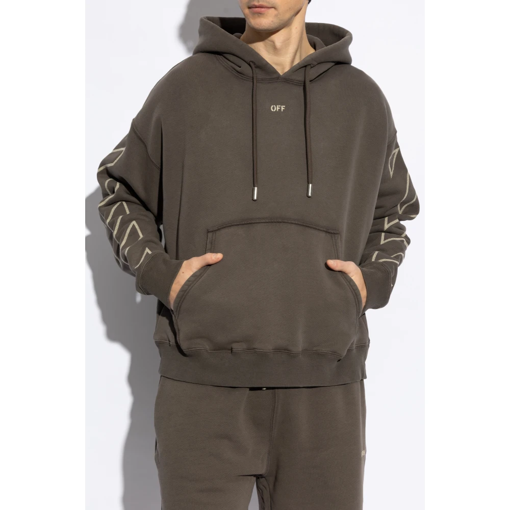 Off White Sweatshirt met logo Gray Heren