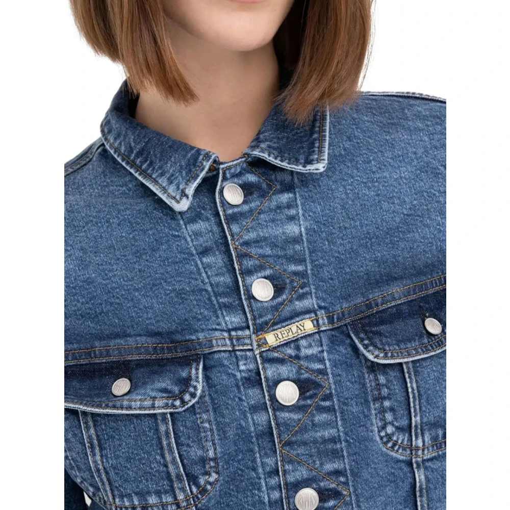 Replay Vintage Stone Wash Denim Jas Blue Dames