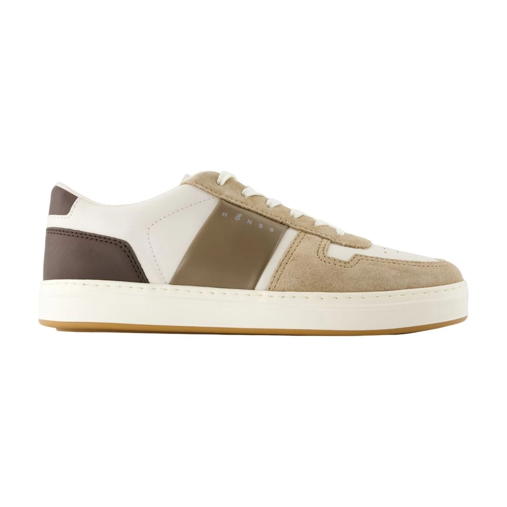 Hogan Men's Multicolor Sneakers, 7 Uk, Beige Leather Trainers - Round Toe