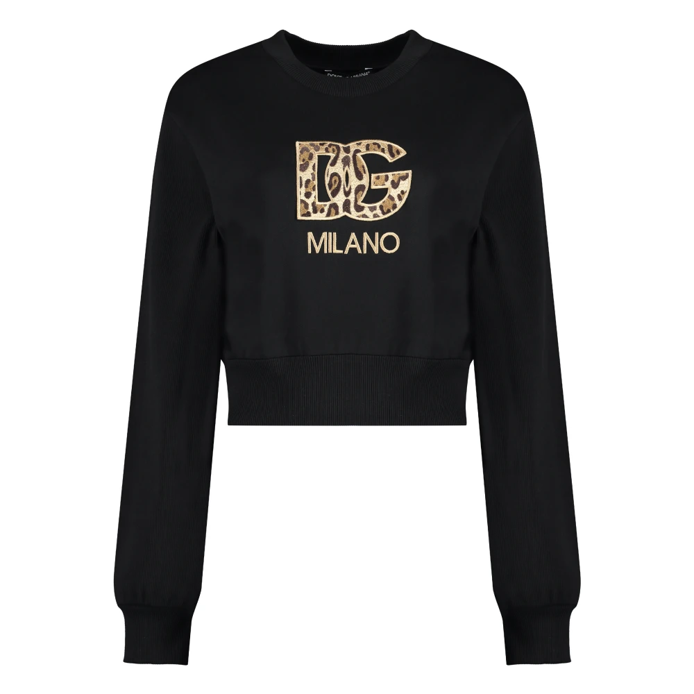 Dolce & Gabbana Katoenen sweatshirt met logo detail Black Dames