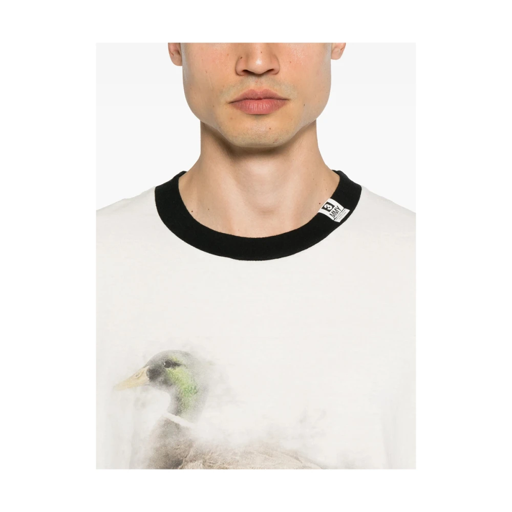 Mihara Yasuhiro Wit Logo Print Crew Neck T-shirt White Heren