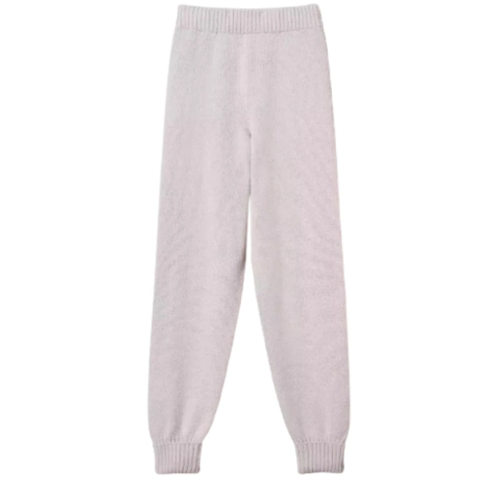 Twinset Beige Sweatpants, Female, Xl, Wool And Lurex Blend Knit Joggers