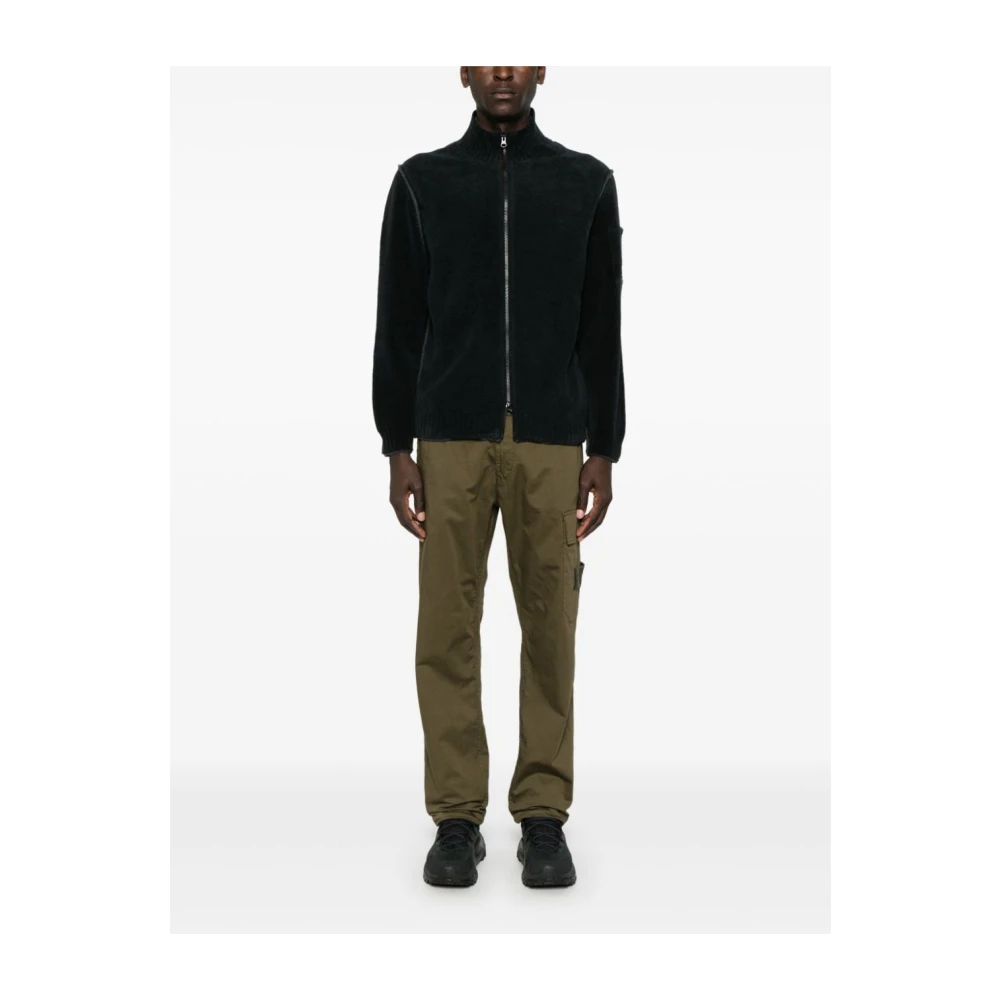 C.P. Company Zwarte Chenille Gebreide Trui met Rits Black Heren