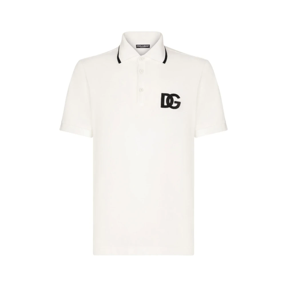 Dolce & Gabbana Stijlvol Logo-Geborduurd Poloshirt White Heren