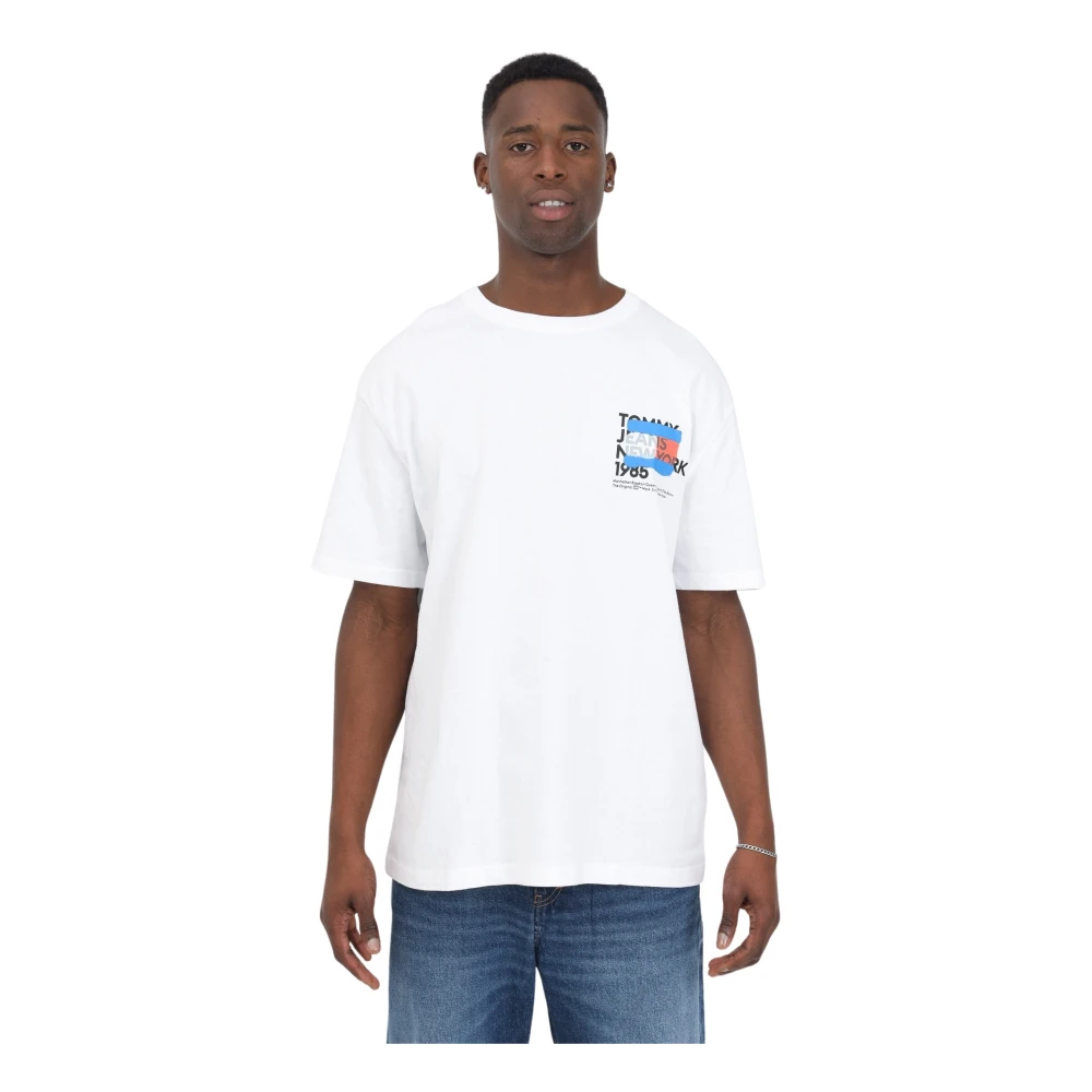 Tommy Jeans Vit T-shirt med New York-logga White, Herr