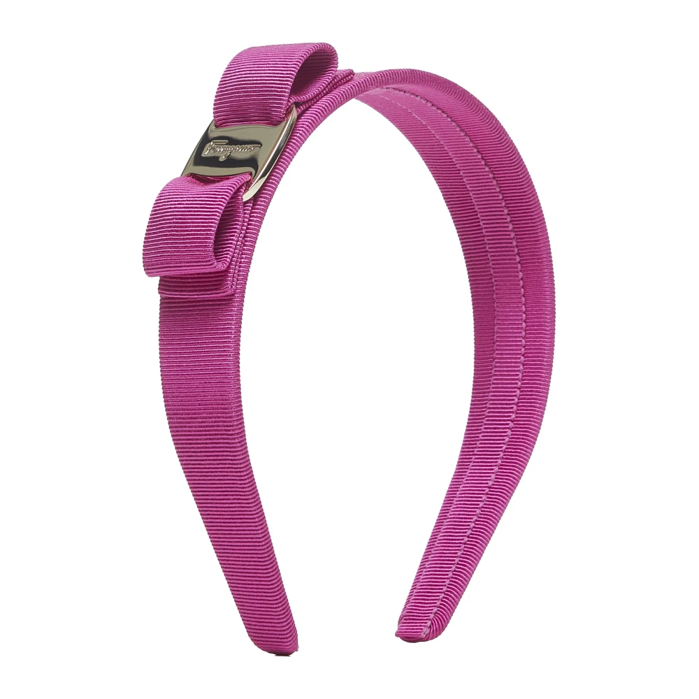 Salvatore Ferragamo Vara Bow Haarband met Logo Gesp Pink Dames
