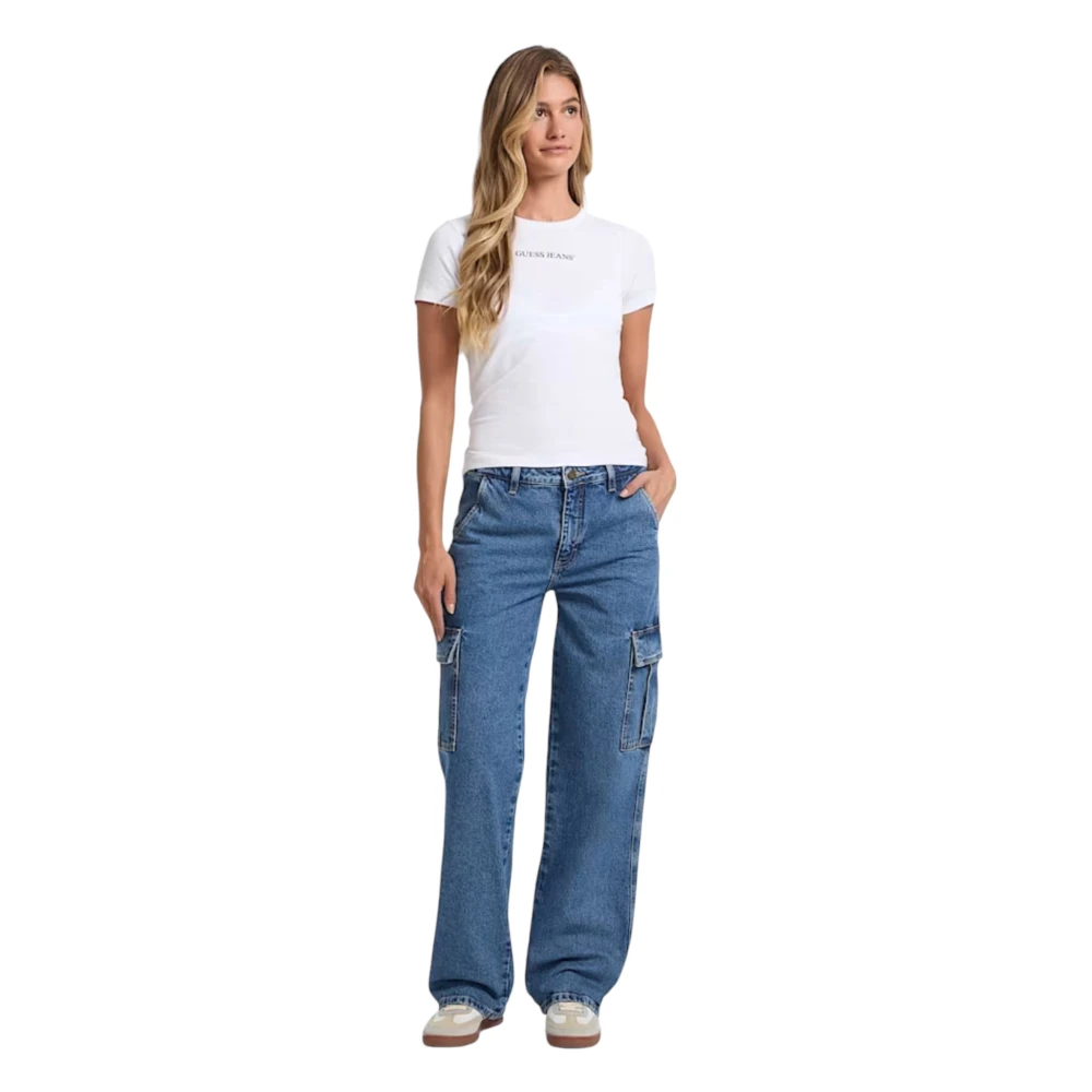 Guess Biologisch Katoenen Cargo Jeans Vrouwen Blue Dames