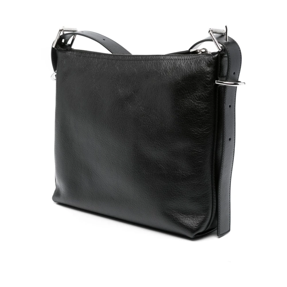 Givenchy Zwarte Leren Schoudertas met Gespdetail Black Heren