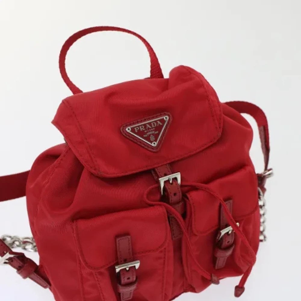Prada Vintage Pre-owned Nylon backpacks Red Dames