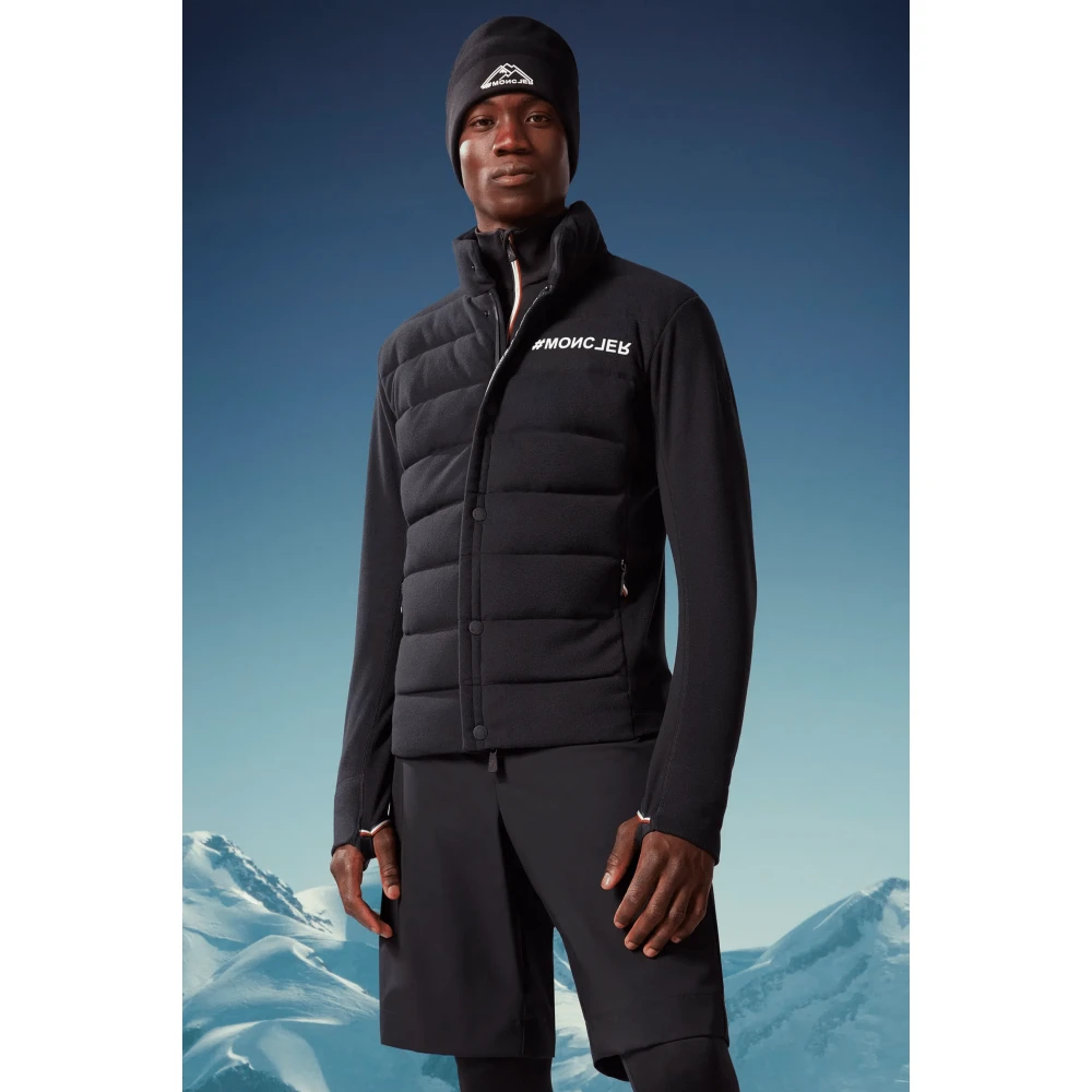 Moncler Zwarte Fleece Jas met Rits Black Heren