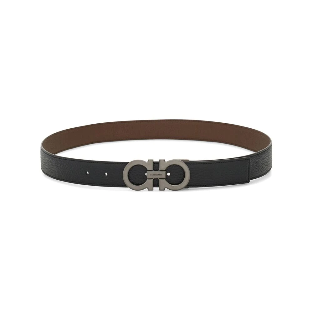 Salvatore Ferragamo Omkeerbare Gancini Gesp Riem Black Heren