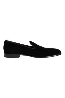 Svart Velvet Slip On Loafers Formell