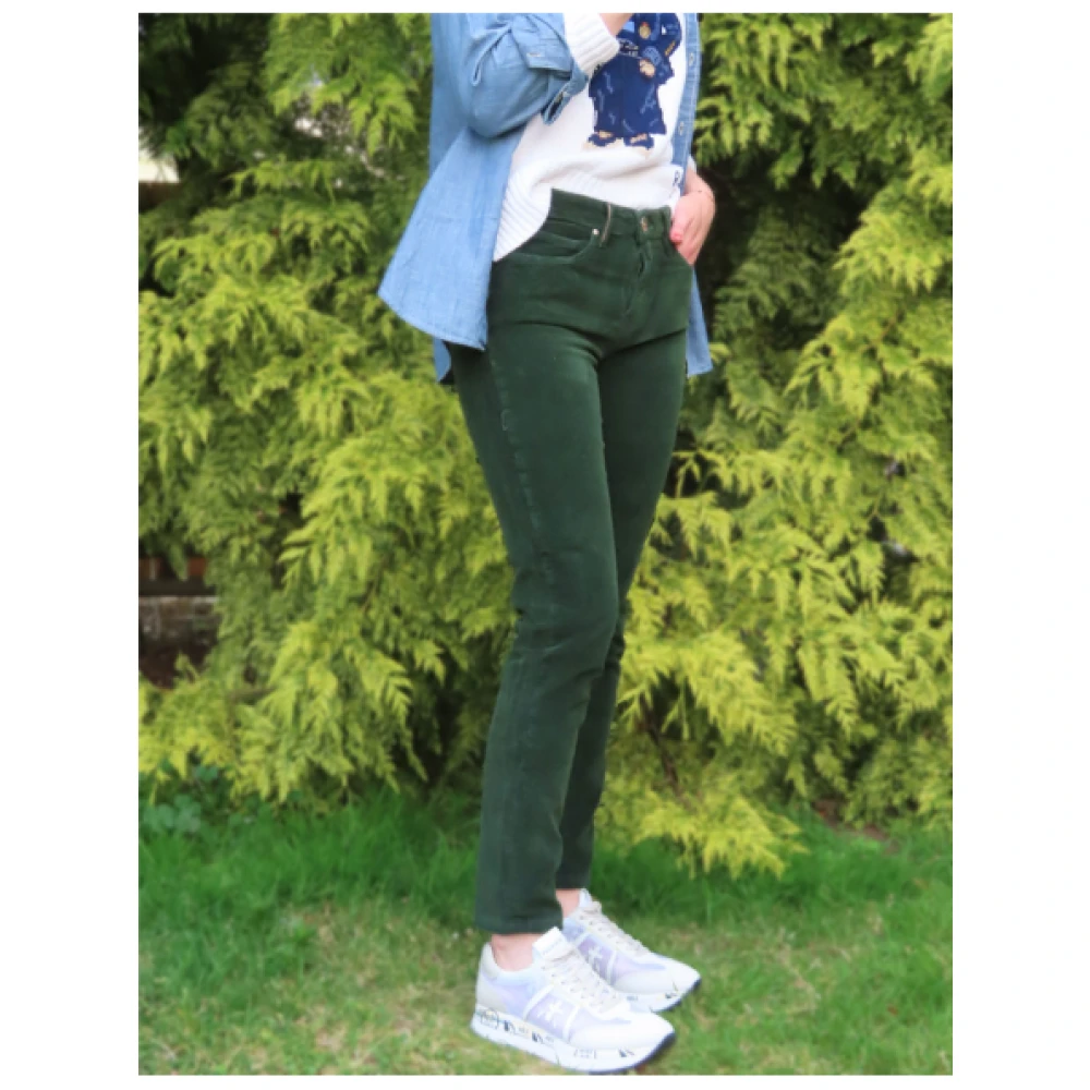 Islow Corduroy Slim 7 8 Broek Green Dames