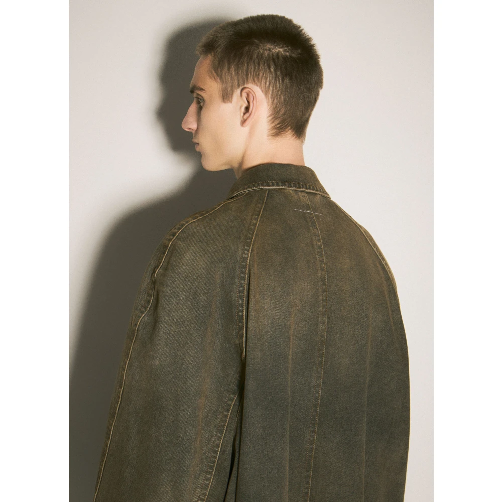 MM6 Maison Margiela Kleur Behandelde Denim Trenchcoat Multicolor Heren