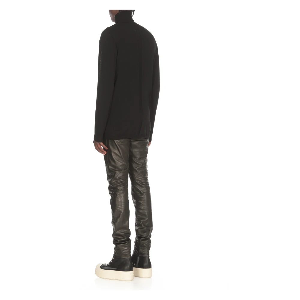 Rick Owens Zwarte Wollen Coltrui Black Heren