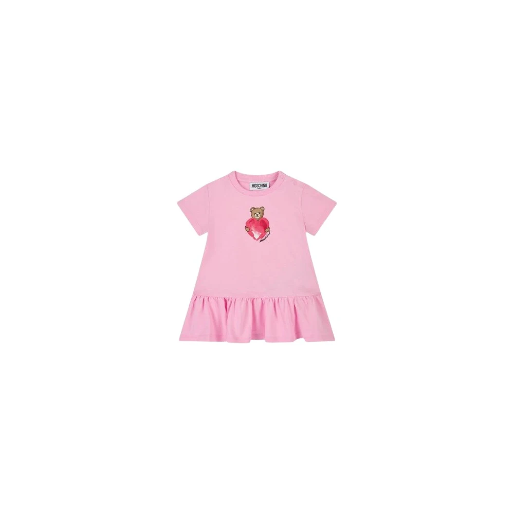 Moschino Pink Dresses, Female, 12 M, Teddy Bear Cotton Jersey Dress