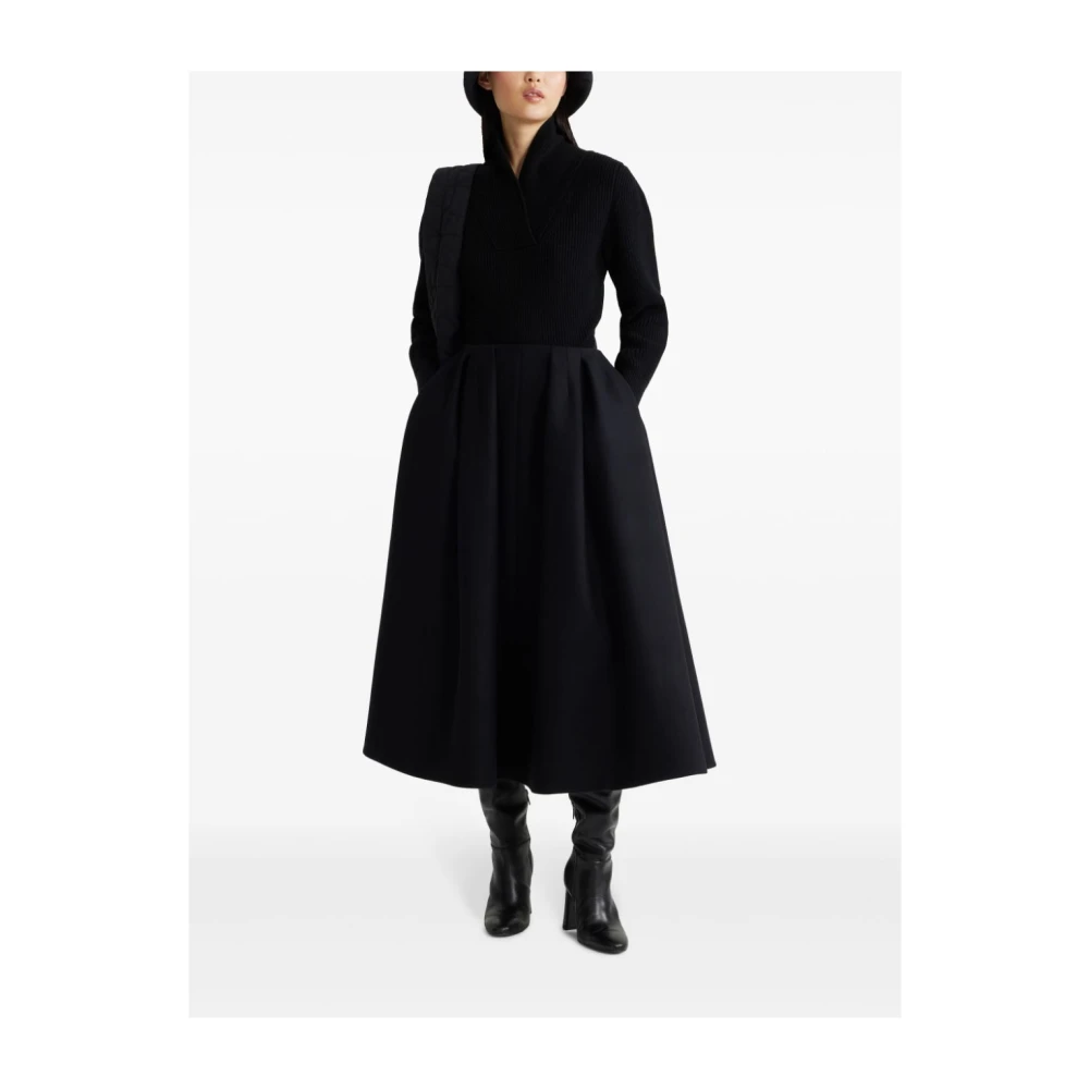 Patou Zwarte Merinowol Gebreide Trui Black Dames