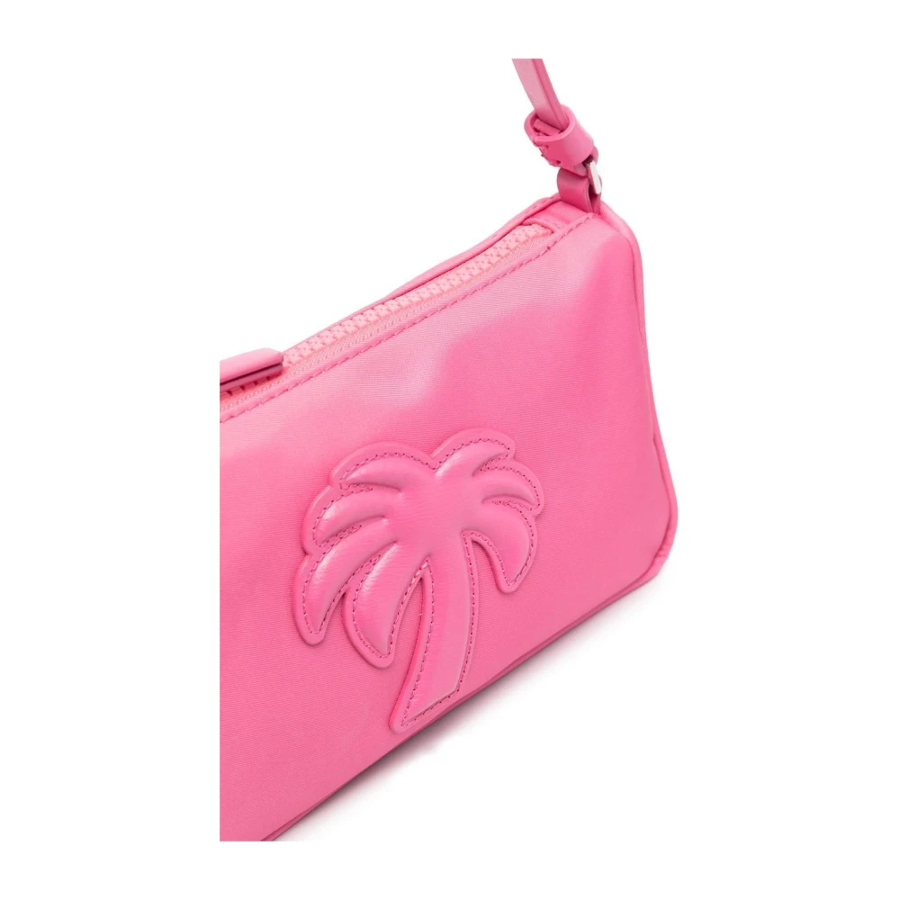 Palm Angels Roze Nylon Handtas met Leren Palm Tree Patch Pink Dames