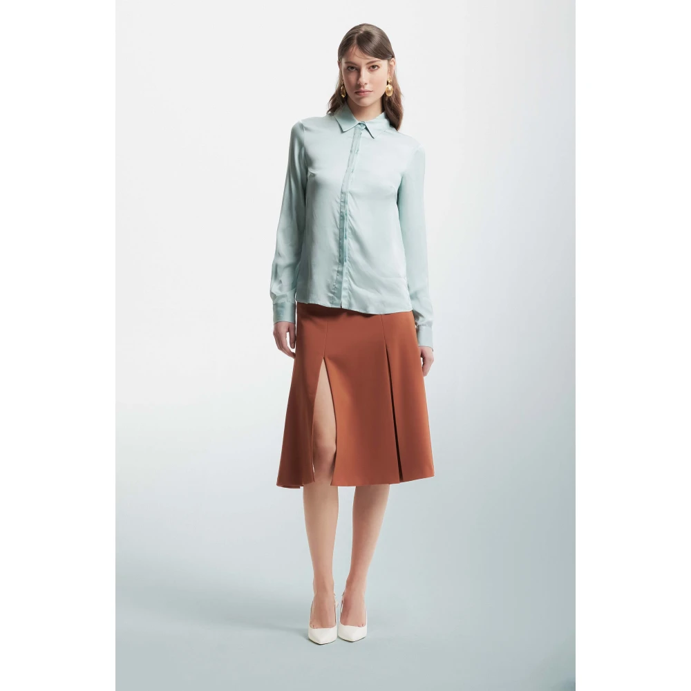 Kocca Elegant Minimalist Wool Blend Shirt Green Dames