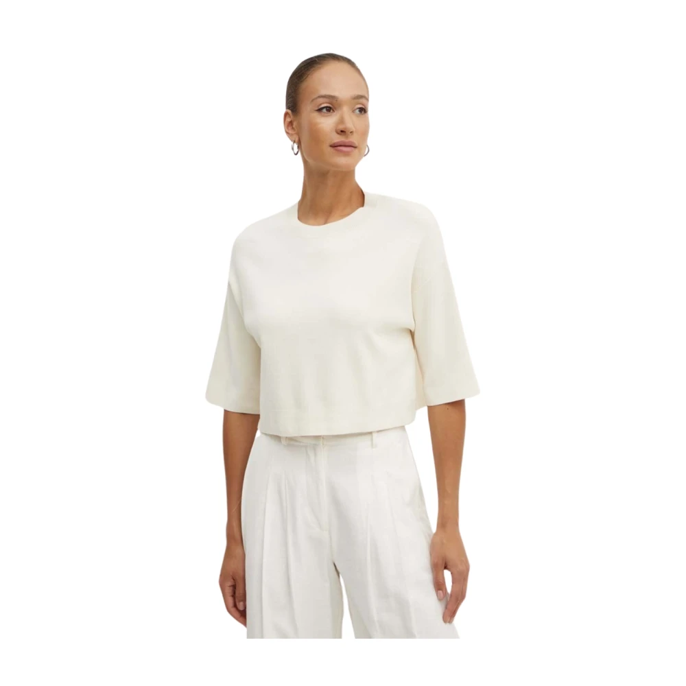 Max Mara Elegante Gebreide Top Beige Dames