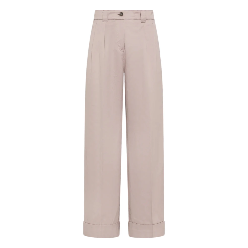 Seventy Donna Beige - Pantaloni Ampi In Cotone E Lino - Trousers - Xl