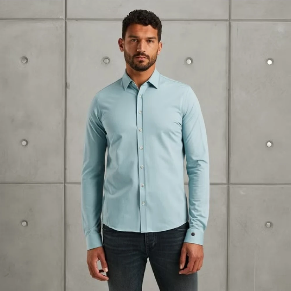 Cast Iron Twill Jersey 2 Tone Overhemd Blue Heren