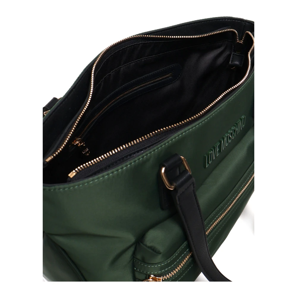 Love Moschino Groene Nylon Tote Tas met Rits Green Dames