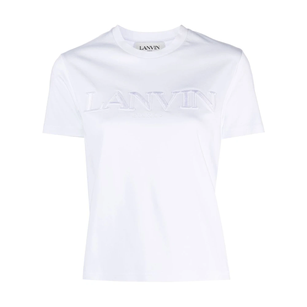 Lanvin Logo Lettering Bomull T-Shirt White, Dam