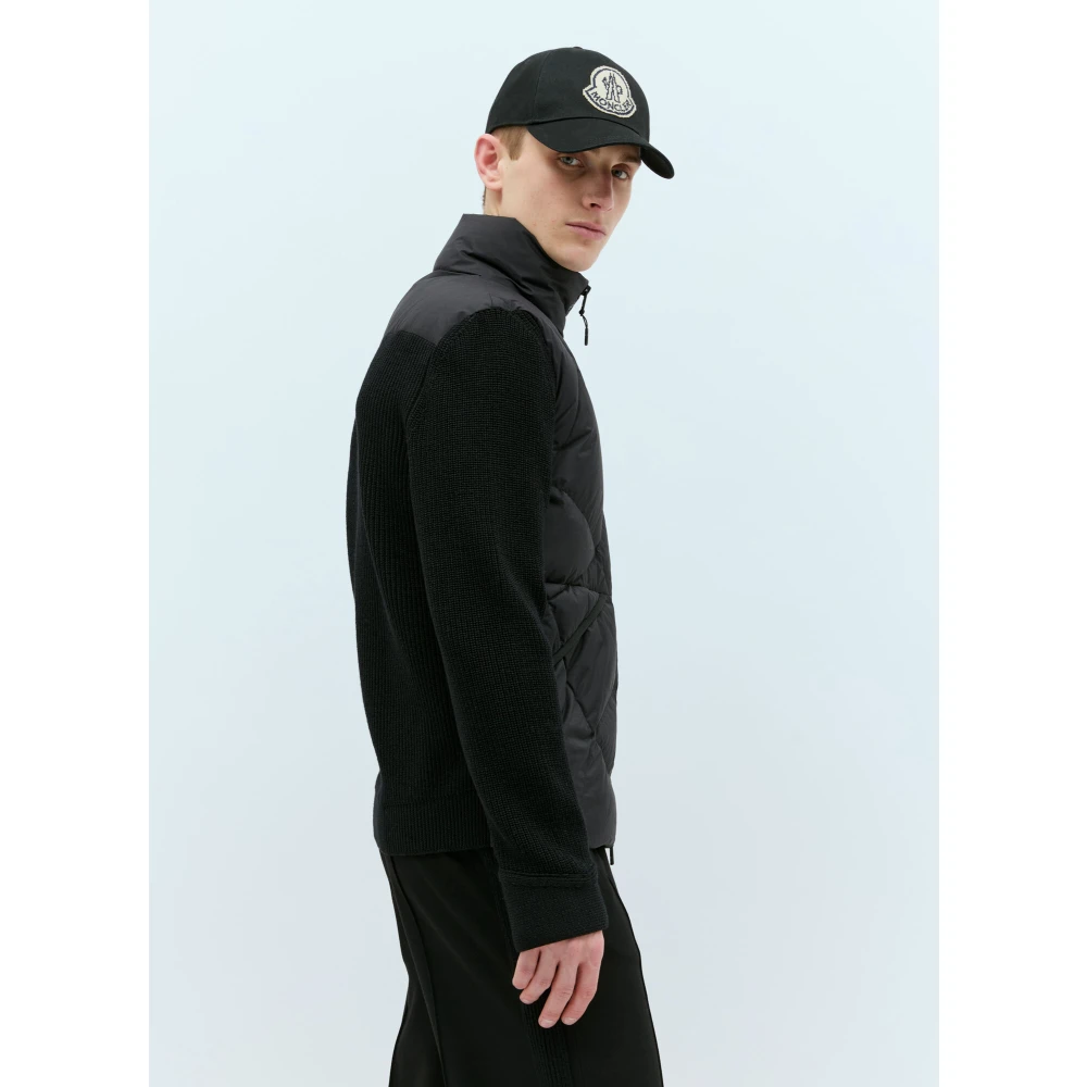 Moncler Gewatteerde Wol Zip-Up Vest Black Heren