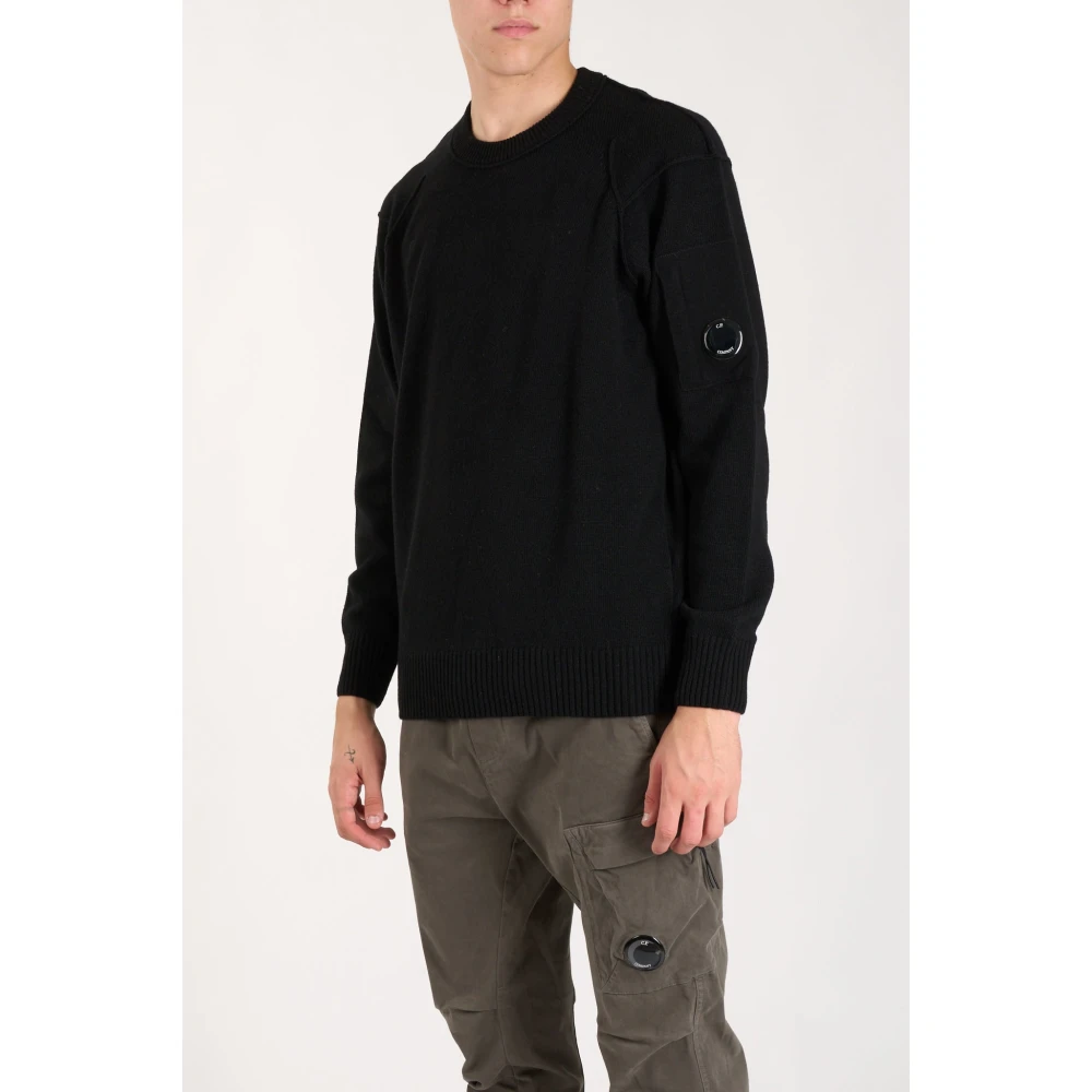 C.P. Company Wollen Trui met Ribdetails Black Heren