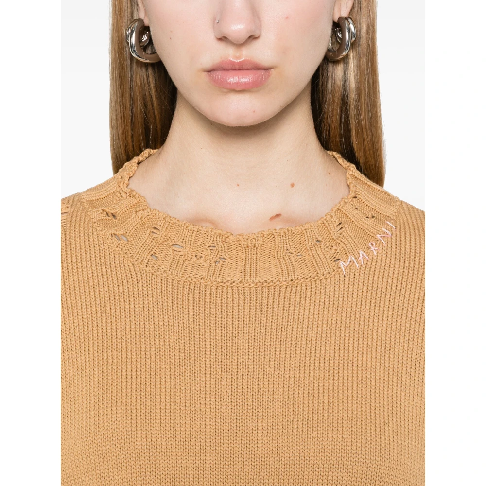 Marni Gedistresseerde Cropped Trui Brown Dames
