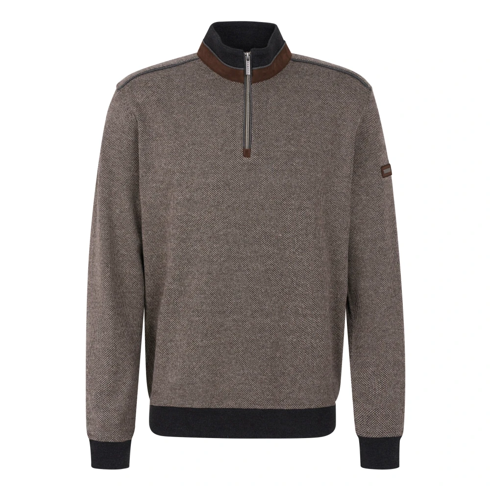 Bugatti Stijlvolle Donkerbruine Trui met Rits Brown Heren