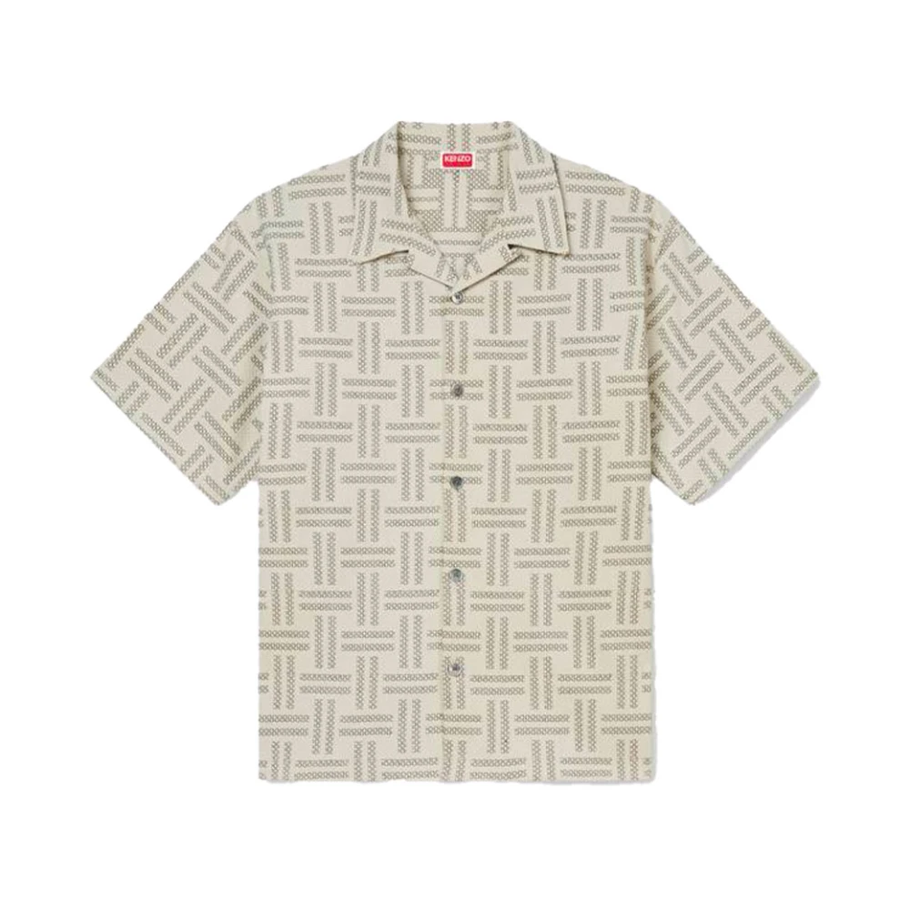 Kenzo Gestructureerd Jacquard Hawaïshirt Beige Heren