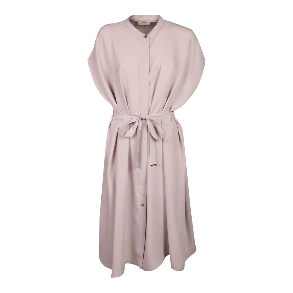 Herno Mujer Beige - Vestido Midi Con Cinturón- Dresses - L- Vestido Midi Con Cinturón