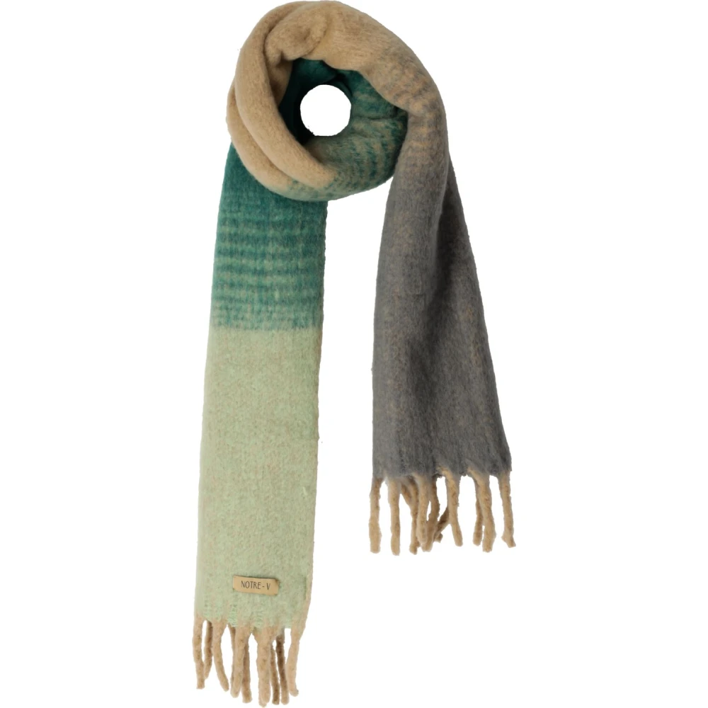 Notre-v Groene Hind Sjaal met Franjes Multicolor Dames