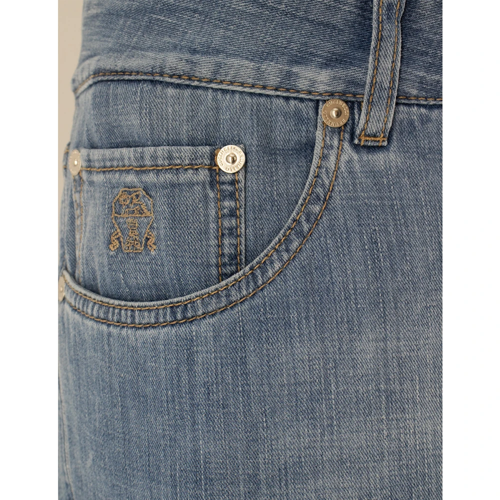 BRUNELLO CUCINELLI Klassieke Denim Five-Pocket Broek Blue Heren