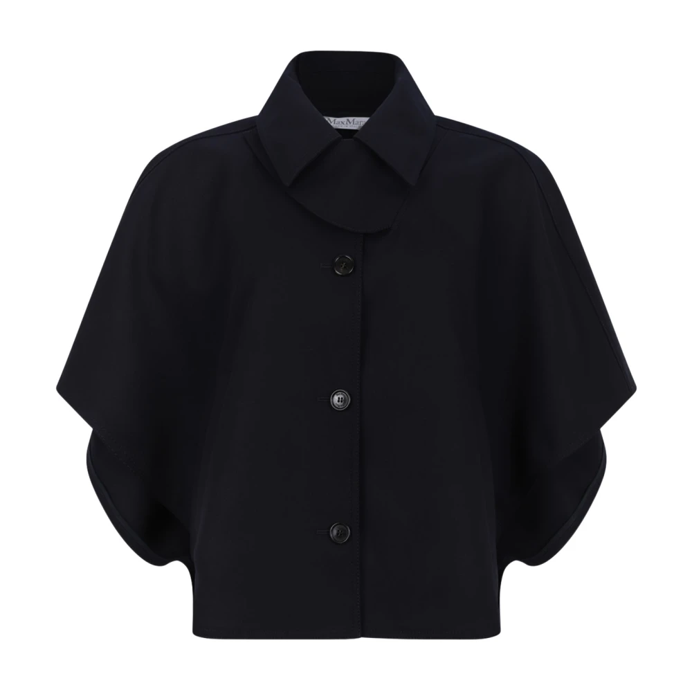 Max Mara Women's Blue Shirts, S/M, Box Crop Cape