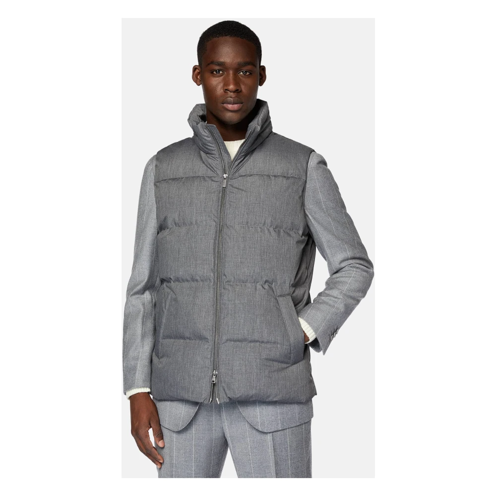 Boggi Milano Gilet van technische stof met ganzen dons Gray Heren