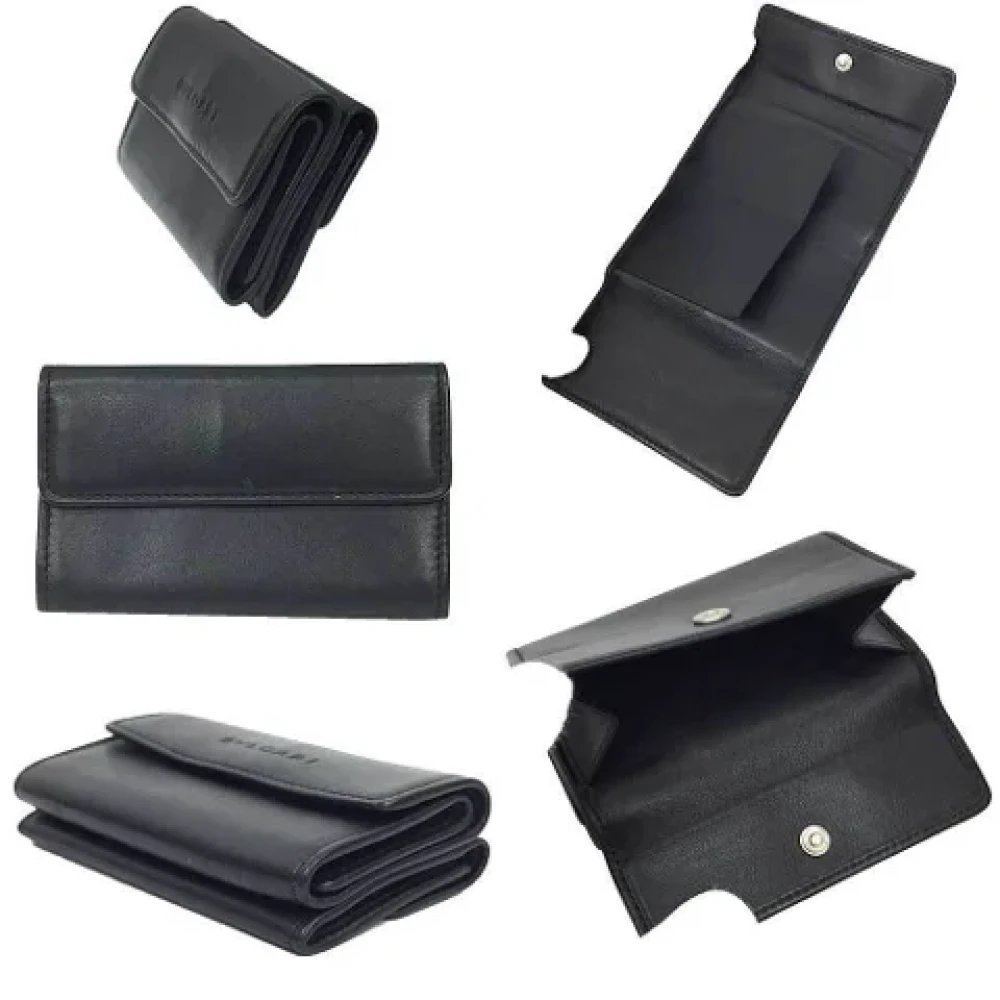 Bvlgari Vintage Pre-owned Leather wallets Black Heren