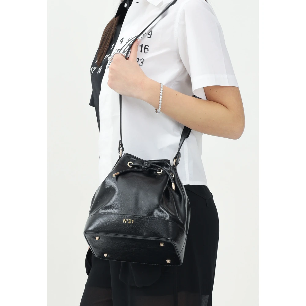 N21 Zwarte bucket tas met trekkoordsluiting Black Dames