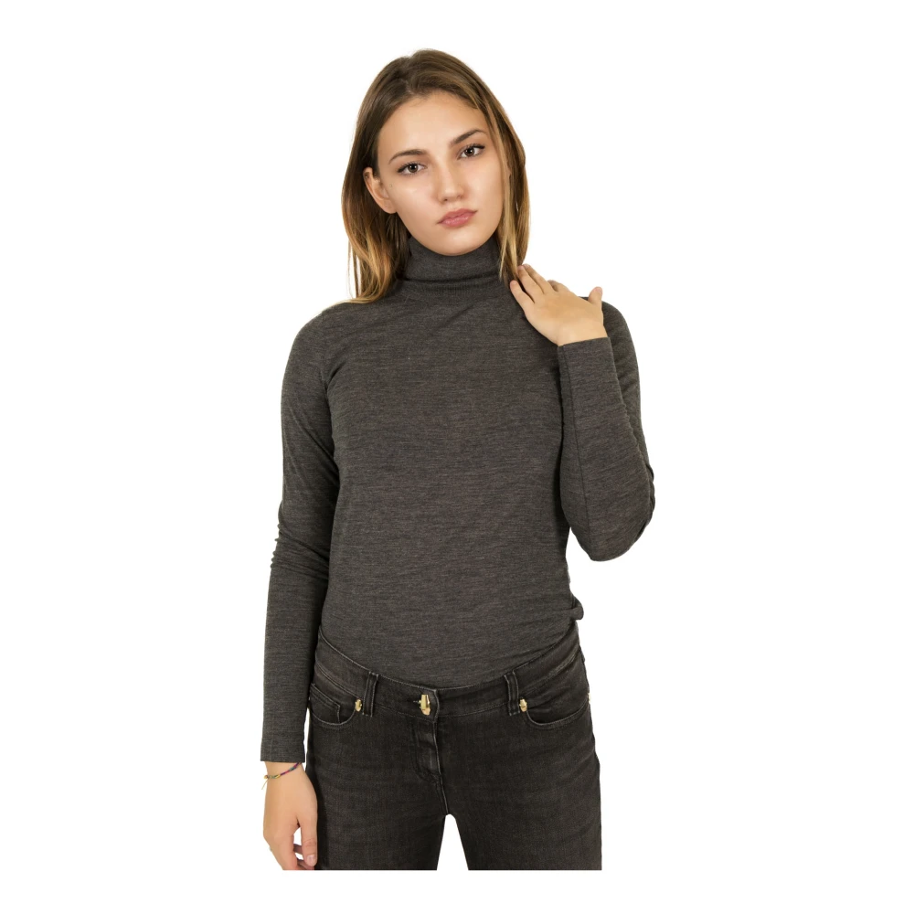 Le Tricot Perugia Grijze Melange Wollen Trui Gray Dames